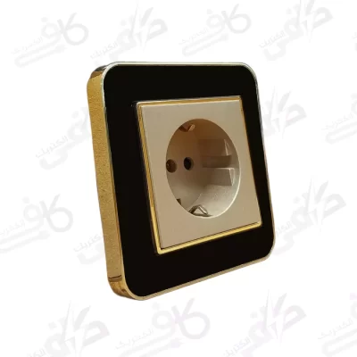 پریز برق ارت ارس طرح متال طلایی مشکی - بژ | ایران الکتریک