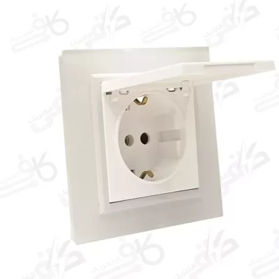 پریز برق ارت دربدار برلیان پلکسی سفید | ایران الکتریک