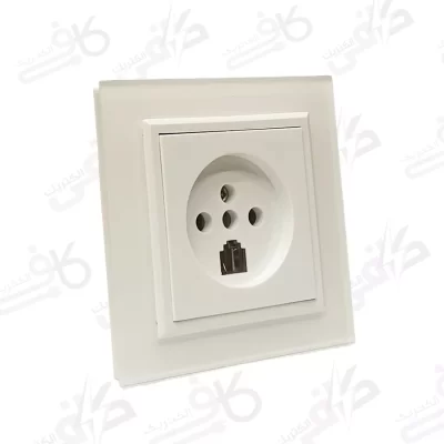 پریز تلفن دوکاره پلکسی سفید برلیان | ایران الکتریک