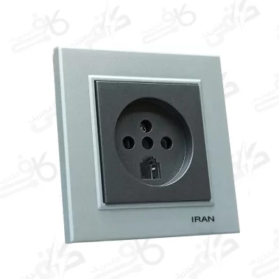 پریز تلفن دوکاره نقره زغال سنگی برلیان ایران الکتریک