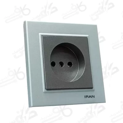 پریز برق ساده نقره زغال سنگی برلیان ایران الکتریک