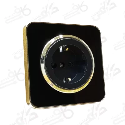 پریز برق ارت دار اسپیناس طلایی زه مشکی با میانی مشکی