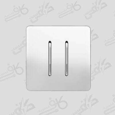 کلید و پریز آسیا | کلید دو پل کریستال سفید نقره ای اسیا