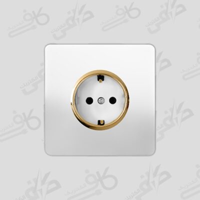 کلید و پریز آسیا | پریز برق ارت دار کریستال سفید طلایی اسیا