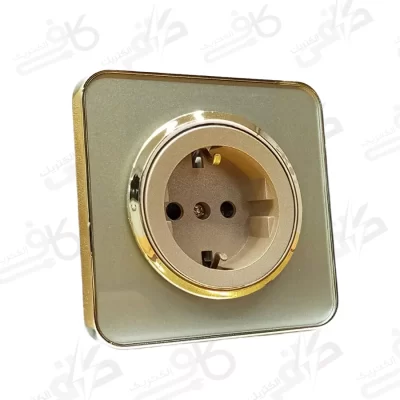 پریز برق ارت دار اسپیناس طلایی زه بژ با میانی بژ