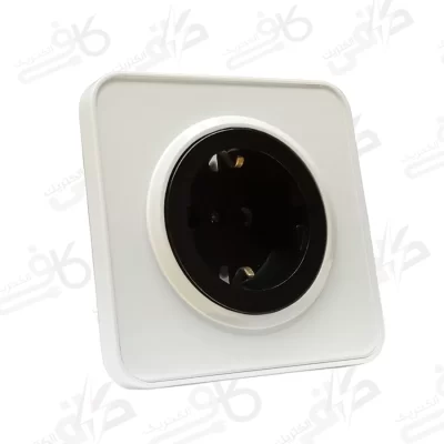 پریز برق ارت دار اسپیناس سفید میانی مشکی