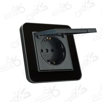 پریز ارت دار درب دار ارس متال زغال مشکی با میانی زغال سنگی ایران الکتریک