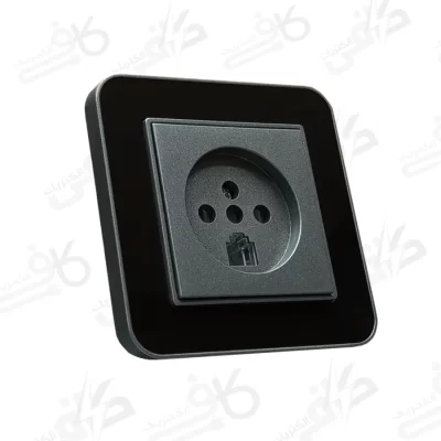 پریز تلفن دوکاره ارس متال زغال مشکی با میانی زغال سنگی ایران الکتریک | تلفن دو کاره