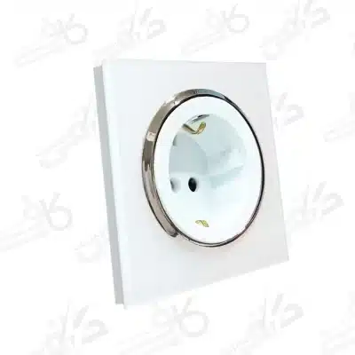 پریز برق ارتدار اسپادانا سفید سیلور با میانی سفید | ارت دار