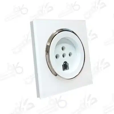 پریز تلفن دوکاره اسپادانا سفید سیلور با میانی سفید | دو کاره