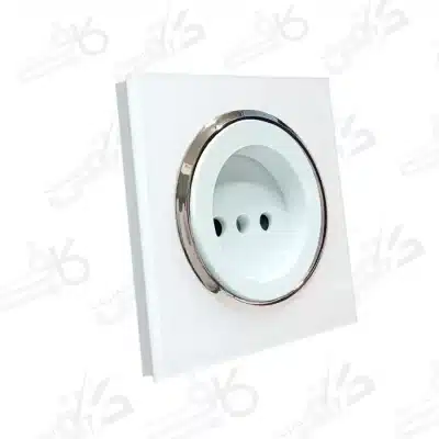 پریز برق ساده اسپادانا سفید سیلور با میانی سفید